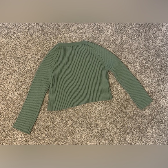 Green Ribbed Knit Sweater - Picture 2 of 3